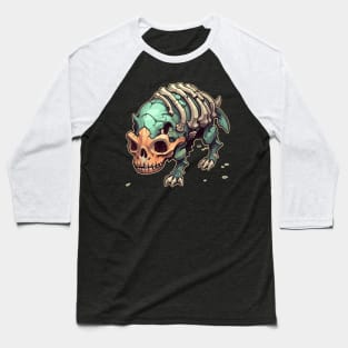 Skeleton Scary Chibi Triceratops Isometric Dinosaur Baseball T-Shirt